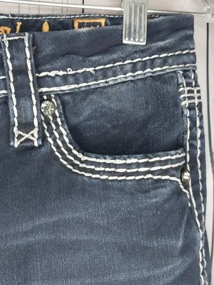 Rock Revival Vivian Fleur-De-Lis Dark Blue Embellished Y2K Skinny Bling Jeans thumbnail 4