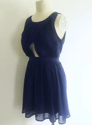 Pleated Cutout Open Back Formal Dress Blue thumbnail 2