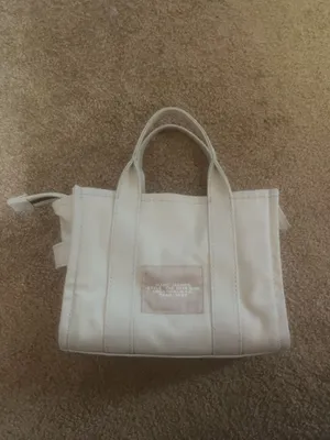 Marc Jacobs Small Tote Bag in Cream with White Logo thumbnail 2