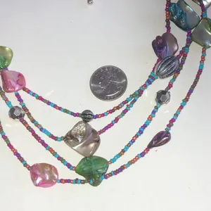 Multicolor Shell Beaded Boho Necklace Pink thumbnail 3