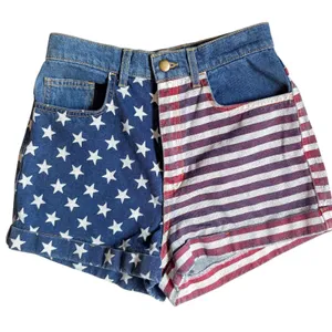 American Apparel NWT USA Flag Denim Shorts Med Stone Wash Indigo RSADM303SP 27 thumbnail 2