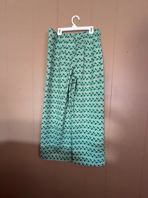 JNY Jones New York Green Geometric Print Wide Leg Pants Size 6 thumbnail 2