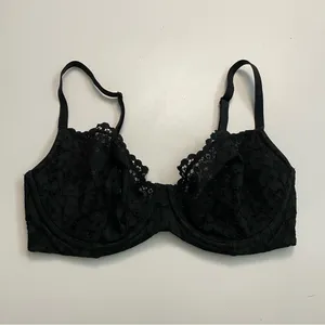 Victorias Secret Bra Unlined Demi Underwire Floral Lace Convertible Black thumbnail 2