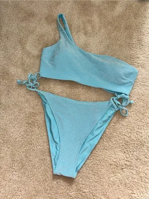 H&M Aqua sparkly one shoulder bikini thumbnail 1