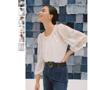Eva Franco Sheer Sequined Blouse White thumbnail 2