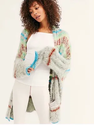 Free People Fair Weather Cardigan Mint Haze Combo XS thumbnail 3
