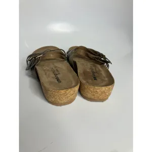Walking Cradles Wedge‎ Sandals Womens 9W Metallic Gold Silver Bronze Strappy thumbnail 9