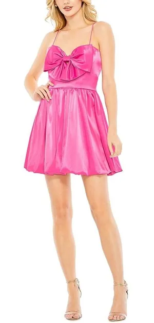 Mac Duggal Pink Mini Dress Bow Size 6 Present Sexy Cute Elle Rush Date Dance NWT thumbnail 1