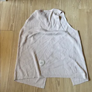 ALO Yoga Ribbed Vest in Soft Beige thumbnail 2
