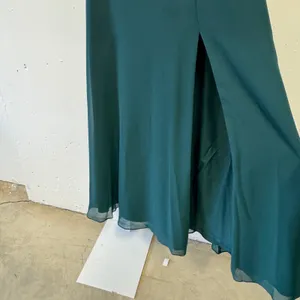 Azazie Dark Green Halter Chiffon Maxi Dress Bridesmaid Formal Gown Size A4 Prom thumbnail 5