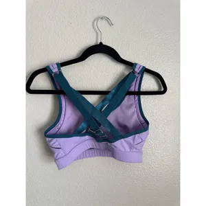 Fabletics Sports Bra Womens XXS Purple Teal Crossback Adjustable Gym Yoga thumbnail 4