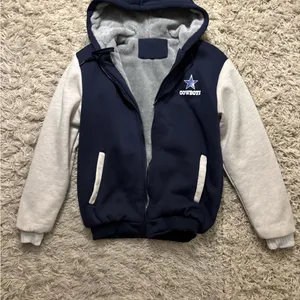 Cowboys Navy and Gray Full Zip Jacket Drawstring Hoodie Size M thumbnail 14