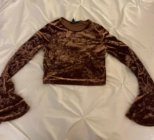 Velvet crop Top With Bell Sleeves thumbnail 2
