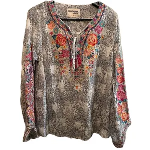 Savannah Jane Embroidered Boho Leopard Long Sleeve Blouse Size Large‎ thumbnail 5