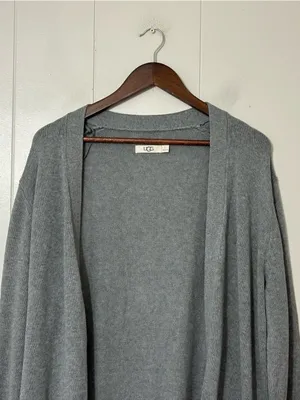 UGG Lauren Cardigan Womens L Gray Longline Open Front Cozy Sweater thumbnail 5