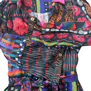 Farm Rio Anthropologie Midi Shirtdress Black Floral Patchwork thumbnail 8