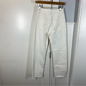 Madewell The '90s Straight‎ Crop Jeans Raw Hem in Tile White Size 23 NWT thumbnail 8