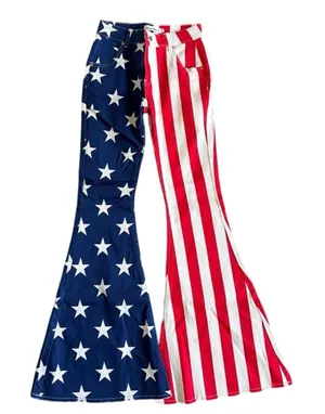 Ranch Dress'n Super Flare American Flag Denim Jeans Bell Bottoms Size 0 NWOT thumbnail 1