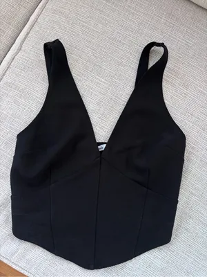 Abercrombie & Fitch Black Corset Crop Tank Top | Size Small thumbnail 3