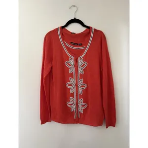 Michael Simon Beaded Embroidered Two Piece Modal Cardigan And Tank Top Set Sz L thumbnail 2