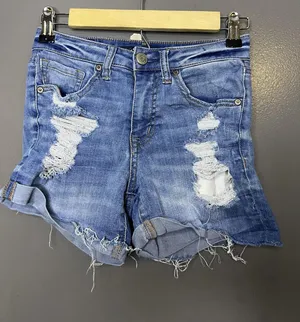 Aeropostale Denim Shorts Womens 0 Blue High Waisted Distressed Cutoff Raw Hem thumbnail 1