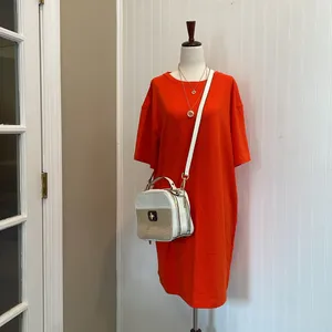 A NEW DAY Relaxed Short Sleeve Crew Neck Mini T-Shirt Dress in Orange Size M NWT thumbnail 13