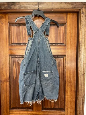 GAP womens Distressed Denim Short Overalls - Blue size XS thumbnail 6