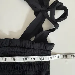 Love Tree Smocked Tie Strap Tiered Maxi Dress Black Boho Cottagecore Festival SM thumbnail 9