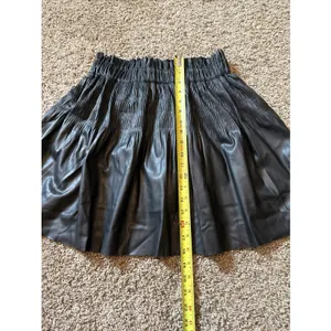 7 For All Mankind Black Faux Leather Pleated Aline High Waisted Skirt NWT Small thumbnail 6