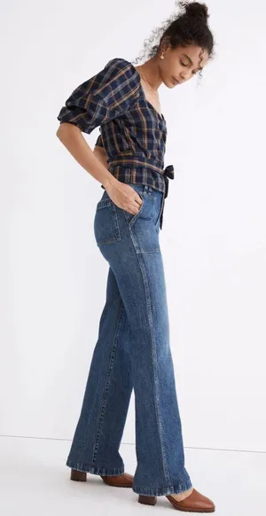 Madewell 11" High-Rise Flare Jeans in Whitethorn Wash: Workwear Edition 31 thumbnail 12