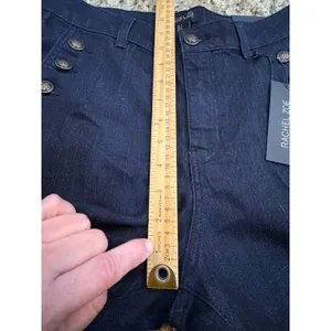 Rachel Zoe Womens High Rise Sailor Jeans Dark Wash Gold Button Boot Cut Size 4 thumbnail 9