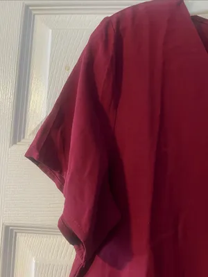 Women’s V-Neck Tiered Dress in Burgundy thumbnail 2