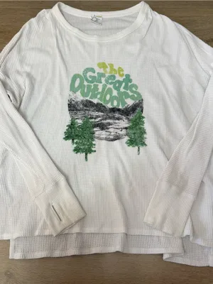 Aerie Relaxed White Graphic Waffle Knit Top - The Great Outdoors thumbnail 2
