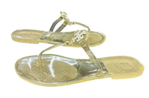 Tory Burch Transparent Yellow Jelly Sandals Women’s Size 8 Logo Thong EUC thumbnail 1