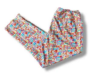 Jude Connally Colorful Village Print Knit‎ Pants Womens Size L Made in USA thumbnail 1