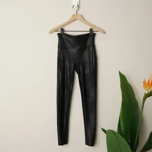 Spanx High Rise Faux Leather Athletic Leggings Stretch Spandex Athleisure Active thumbnail 3