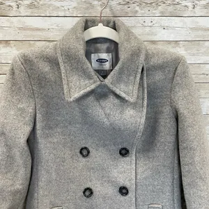Old Navy‎ Womens M Peacoat Wool Blend Gray Winter Coat Jacket Double Breasted thumbnail 7