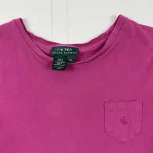 Lauren Ralph Lauren Shirt Womens‎ XL Magenta Pink Pocket Tee Casual 100% Cotton thumbnail 2