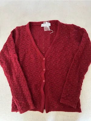 Petal & Pup delicate pointelle knit design Cardigan Sweater, Rust, Small, NWT thumbnail 2
