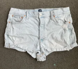 GAP Light Blue Distressed Denim Cutoff Shorts - Women's thumbnail 1