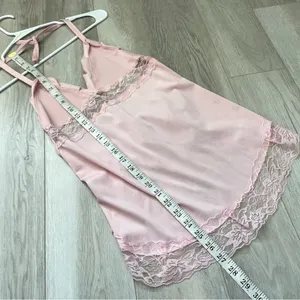 Lace Babydoll Tank Top open tie back womens Pink (small) festival lingerie sexy thumbnail 5