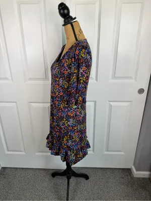 CeCe Floral V-Neck Ruffle Hem Mini Dress Size S NWT $89 thumbnail 7