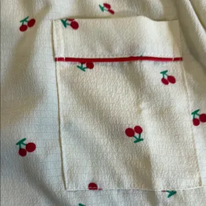Cherry Print women’s Pajamas - Cream and Red thumbnail 6