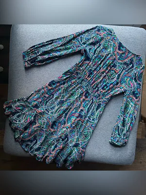 Anthropologie Maeve Maplewood Paisley Long Sleeve V Neck Midi Dress Small thumbnail 5