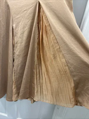 Vince Women’s Mixed Media Panel Asymmetrical Skirt Size 14 Gold Satin NWOT thumbnail 6