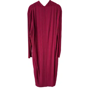 Max Mara Leisure Burgundy Red Tubo Pleated Plisse V-Neck Midi Dress XL‎ thumbnail 5