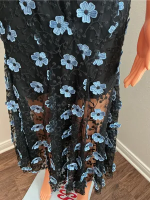 La Maison Talulah Black Blue Floral Embroidered Lace Maxi Dress thumbnail 6