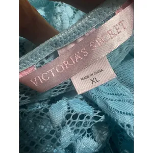 Victoria's Secret Vintage 2003 Aqua‎ Blue Floral Lace Mesh Chemise XL Y2K thumbnail 4