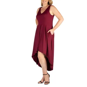 NWT 24seven Comfort Apparel Plus Size High Low Party Dress Burgundy Red 3X thumbnail 2