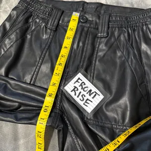 American Eagle Stretch Faux Leather Cargo Pants 4 Black High Waist Straight Leg thumbnail 10